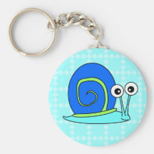 Glücklicher Schnecke-Cartoon Keychain - Blau Schlüsselanhänger