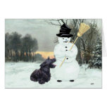 Glücklicher Scottish Terrier u. Schneemann Grußkarten