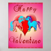 Glücklicher Valentinsgruß-Pony-Druck Posterdrucke