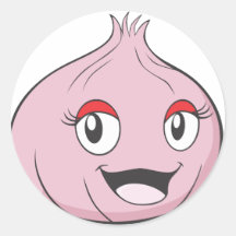 Glücklicher Zwiebel-Gemüse-Cartoon Runder Sticker