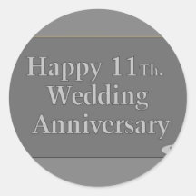 Glückliches 11. Hochzeitstag-Stahl Aufkleber