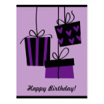 glückliches bithday - lila Postkarte