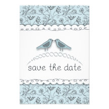 Glückliches blaues Vogel-Save the Date kundenspezi Personalisierte Einladung