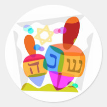 Glückliches Chanukka helles Dreidels Runder Sticker
