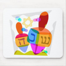 Glückliches Chanukka helles Dreidels Mousepad