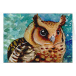 Glückliches Eulen-Aquarell Grußkarten