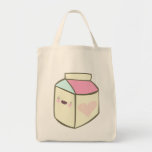 glückliches Getränk des kawaii Milch-Kartons Leinentasche