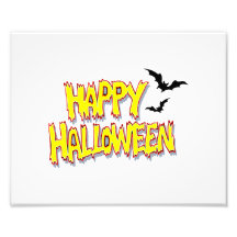 glückliches Halloween mit Schlägern yellow.png Fotodruck
