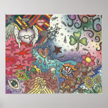 GLÜCKLICHES MÄDCHEN-KUNST-COLLAGEN-PLAKAT