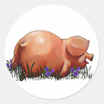 Glückliches, molliges, lächelndes Schwein: Öl-Past Sticker