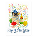 Glückliches neues Jahr-Mops Postkarte