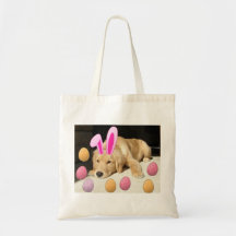 Glückliches Ostern-golden retriever Leinentasche