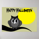 Glückliches Schrei-Eulen-Mond-Plakat Halloweens sc