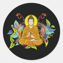 Glückseliger Buddha Runder Aufkleber