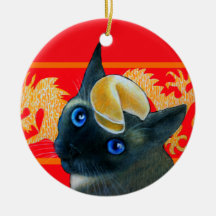 Glückskeks-siamesische Katzen-Verzierung Weihnachtsbaum Ornamente