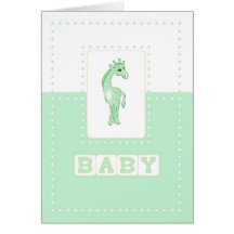 Glückwunsch-Baby-Giraffe, grün Grußkarte