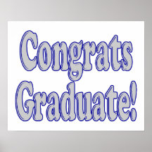 Glückwunsch graduiert Blau u. Silber Poster