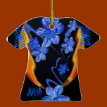 Glühende blaue Blüten-Blumenstrauß-Kimono-Verzieru ornaments