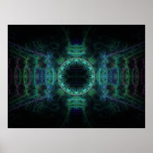 "Glühende blaue Twilight" Fraktal-Kunst Plakatdrucke