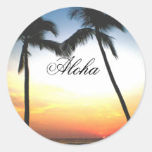 Glühender Sonnenuntergang Runde Sticker