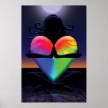 Glühendes Herz Namaste Pose Plakat (irgendeine Grö