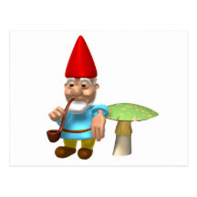 Gnome, der auf Pilz sich lehnt Postkarten