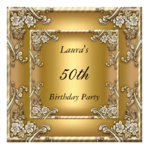 Gold50. Geburtstags-Party Einladungs-Gold