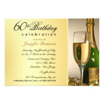 Gold60. Geburtstags-Party Einladungen mit Monogram
