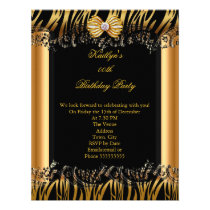 Gold Black Zebra Elegant Birthday Party einladungen