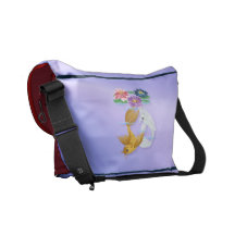 Gold und Silber Koi mit Lilien-Rickshaw-Boten Kuriertasche