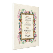 Goldbrokat-BlumenLiebe ist- Wedding personalisiert Leinwand Druck