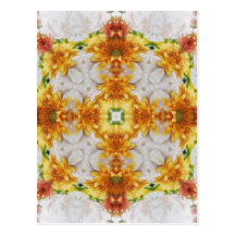 Goldchrysantheme-Kaleidoskop-Kunst 1 Postkarte