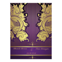 Golddamast moderne Blumenhochzeit Individuelle Ankündigungen