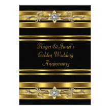 Golddiamant-eleganter 50. Hochzeitstag Einladungskarte