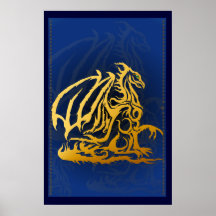 Golddrache-Druck Plakatdruck