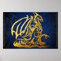Golddrache-Druck Poster