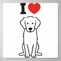 Golden Retriever Dog Cartoon Posters