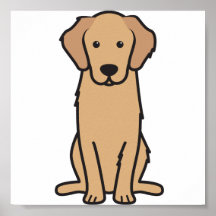 Golden Retriever Dog Cartoon Posters