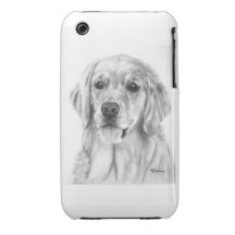 Golden retriever-Skizze iPhone 3 Hüllen
