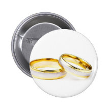 Goldene Eheringe auf weißem Hintergrund Anstecknadel