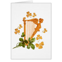 Goldene irische Harfe - Erin gehen Bragh Grußkarte