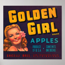 Goldene Mädchen-Äpfel Posterdruck