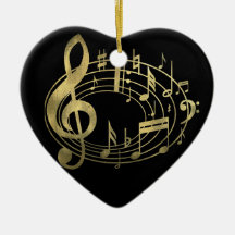 Goldene musikalische Anmerkungen in der ovalen For Weihnachtsbaum Ornament