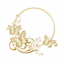 Goldene Schmetterlinge und Blumen Ausschnitt