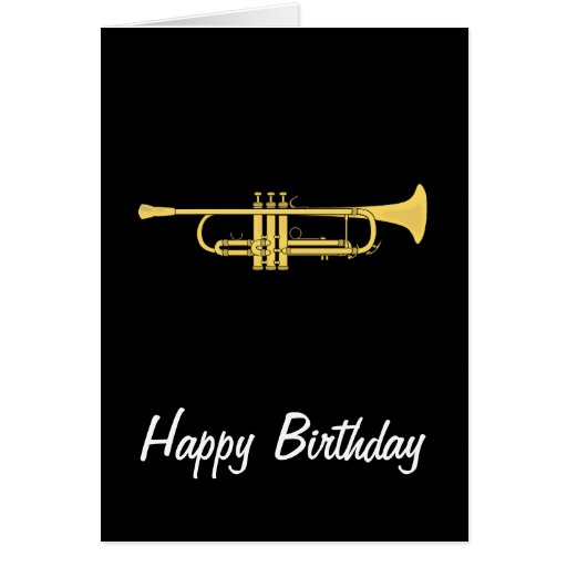 Goldene TrompeteMusikThemaGeburtstagsKarte Zazzle