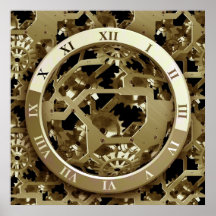 Goldene Uhren und Gänge Steampunk mechanische Gesc Plakatdruck