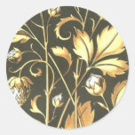 Goldene Vintage Pflanze und Blumen runde Aufkleber