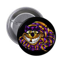 Goldener Cheshire-Katzen-Knopf Button