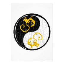 Goldener Drache Yin Yang Einladungen
