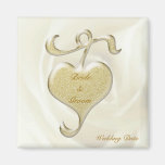 Goldener Herz-Gastgeschenk Hochzeits-Magnet Kühlschrankmagnet